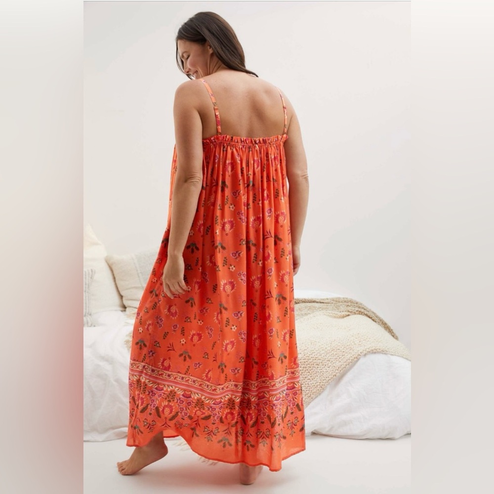 Anthropologie Orange Floral Maxi Dress - Picture 3 of 10